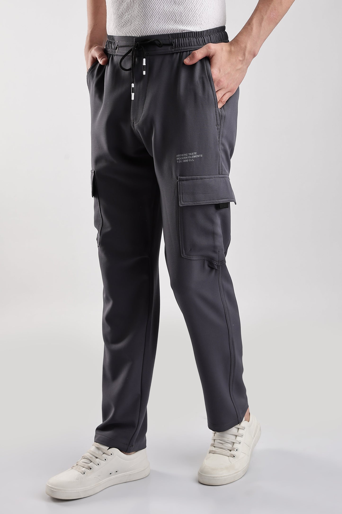 Men Structured Imported Utility Cargo-Grey