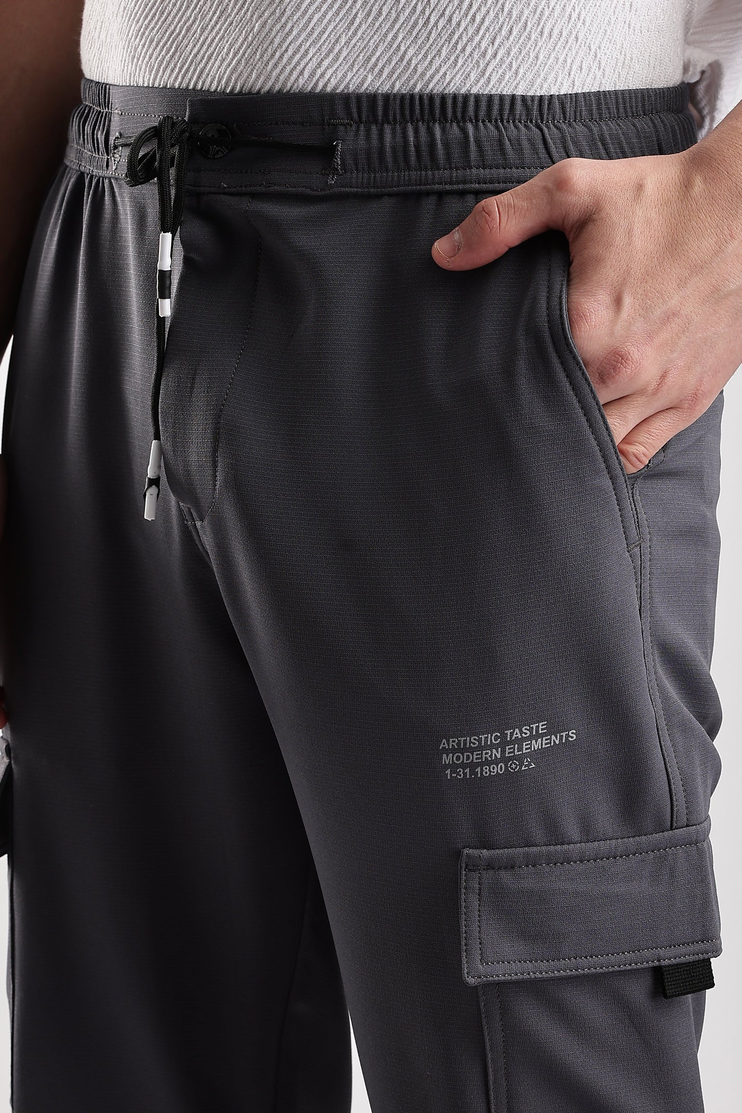 Men Structured Imported Utility Joggers-Olive