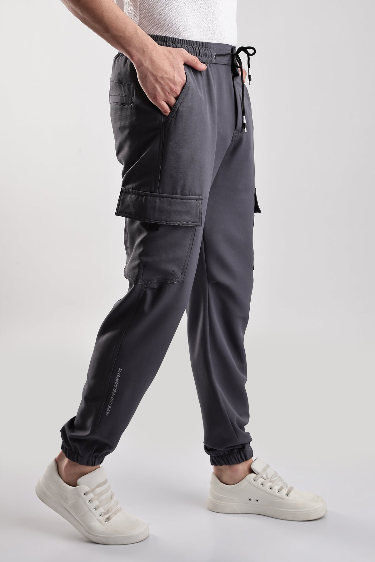 Men Structured Imported Utility Joggers-Olive