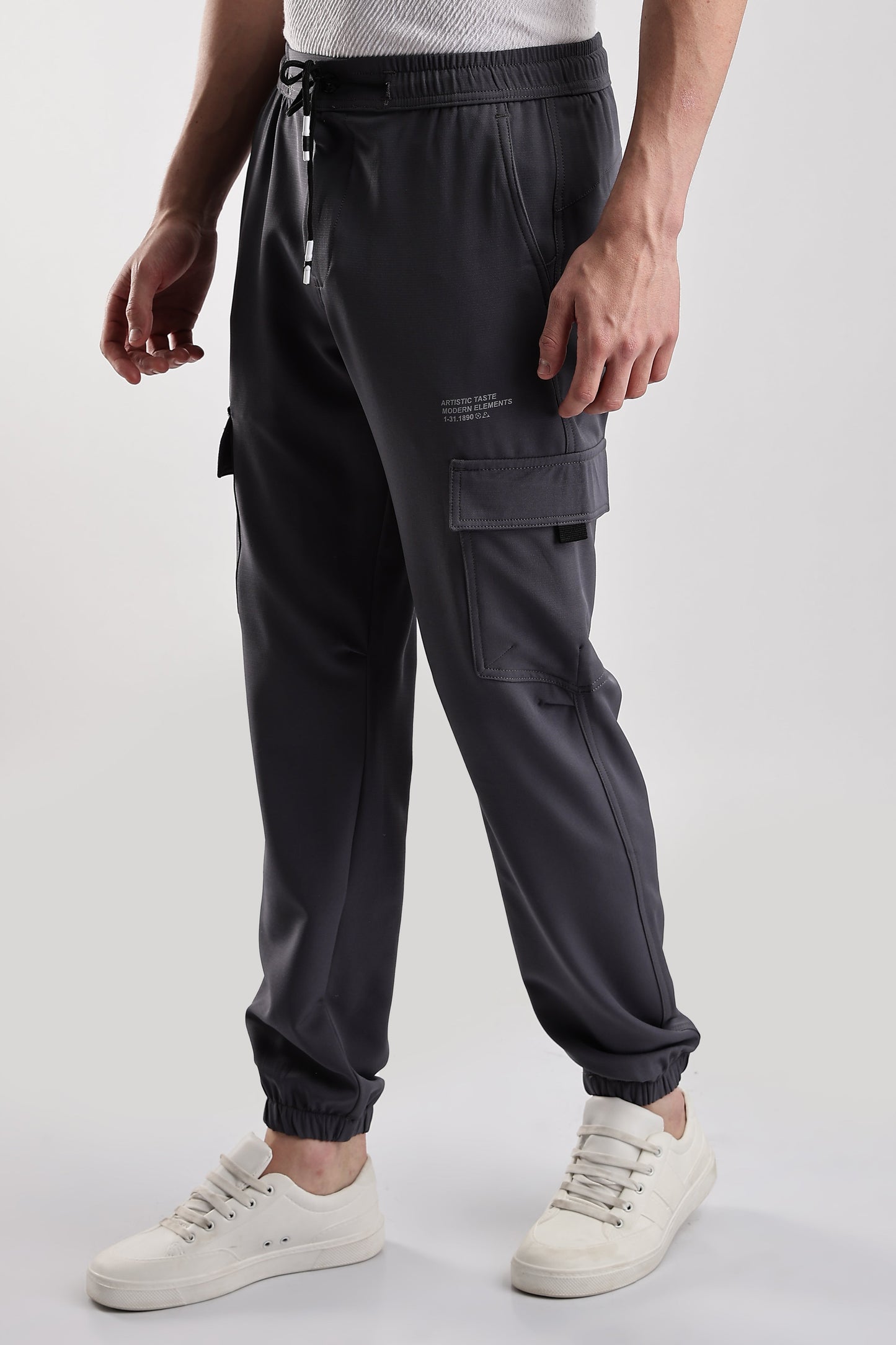 Men Structured Imported Utility Joggers-Olive