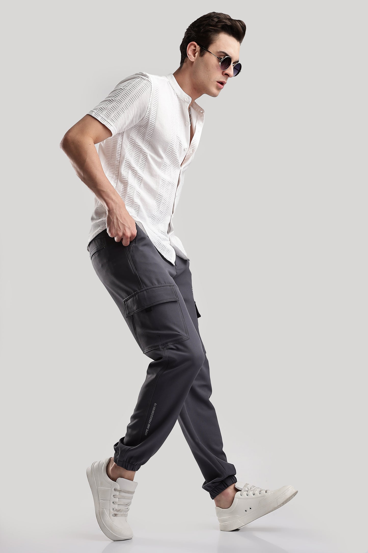 Men Structured Imported Utility Joggers-Olive