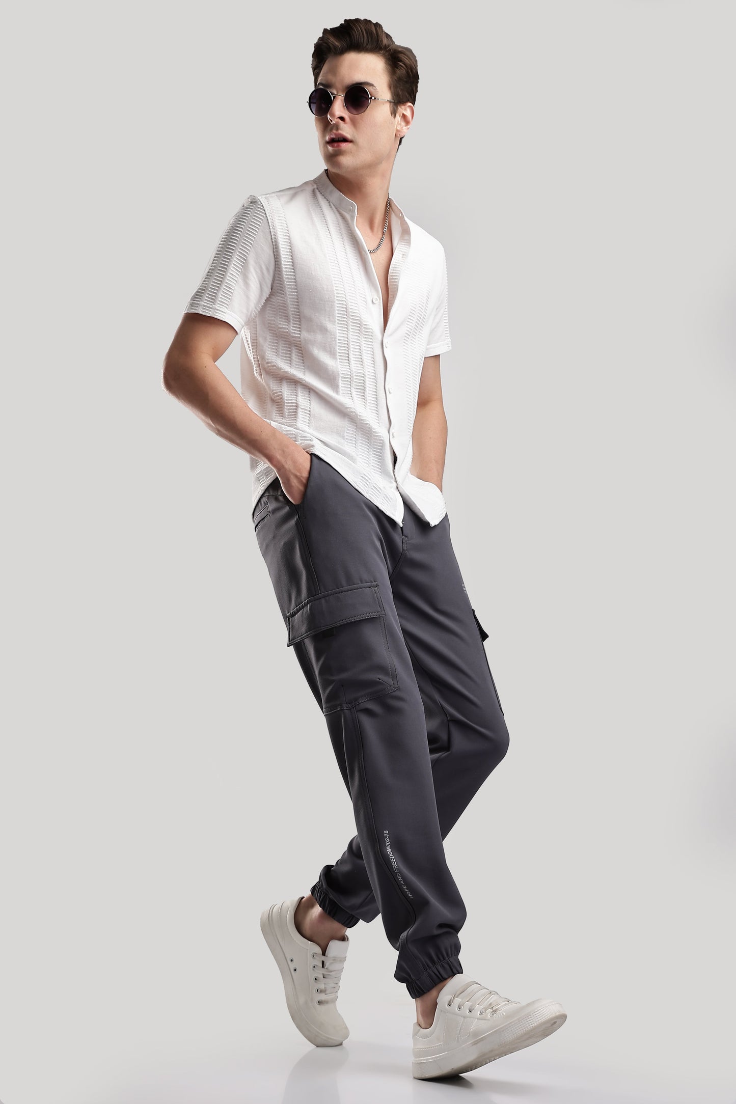 Men Structured Imported Utility Joggers-Olive