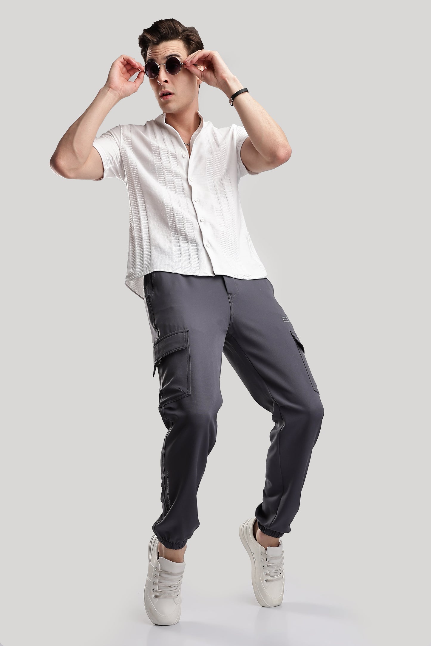 Men Structured Imported Utility Joggers-Olive