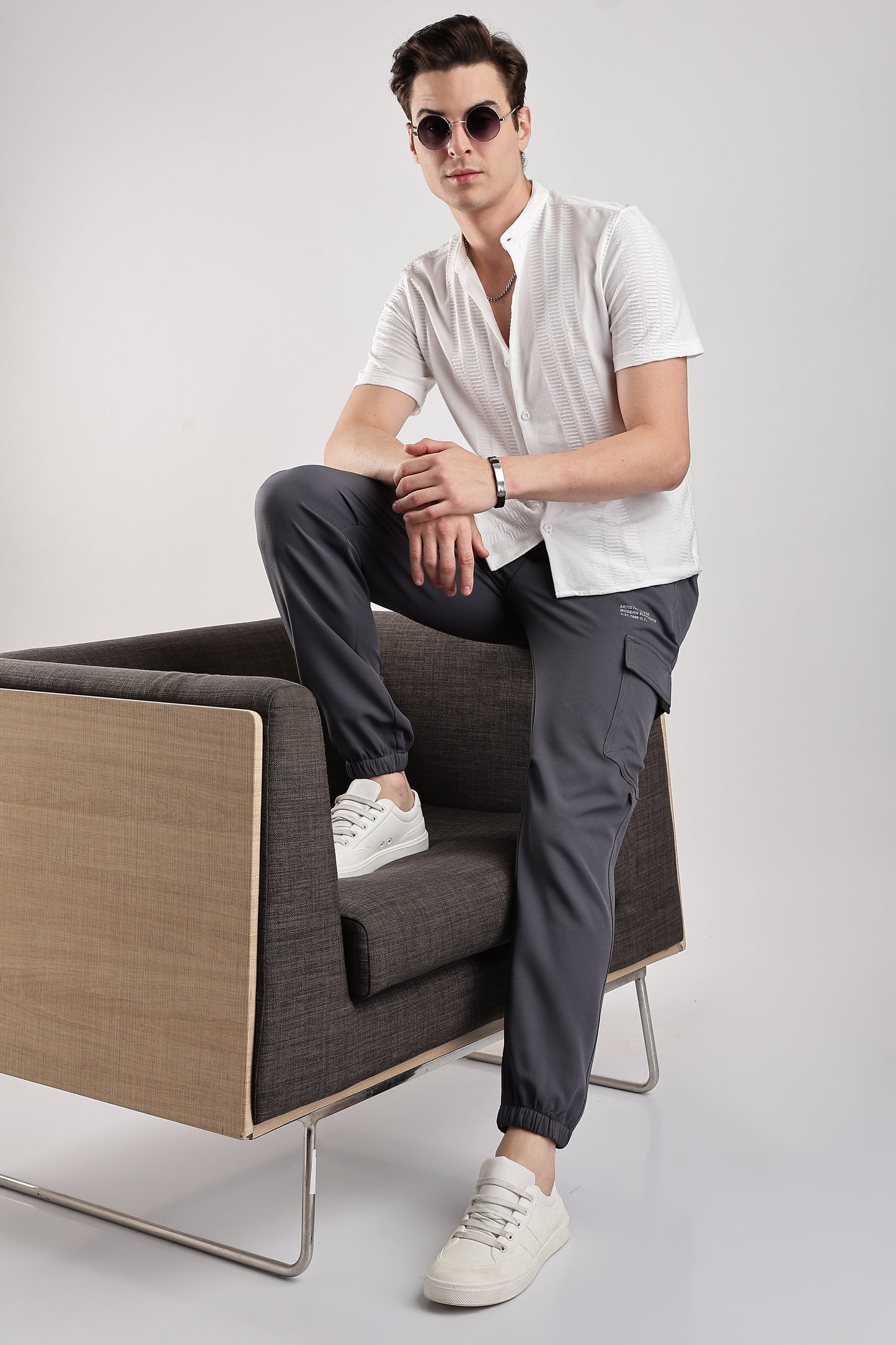 Men Structured Imported Utility Joggers-Olive