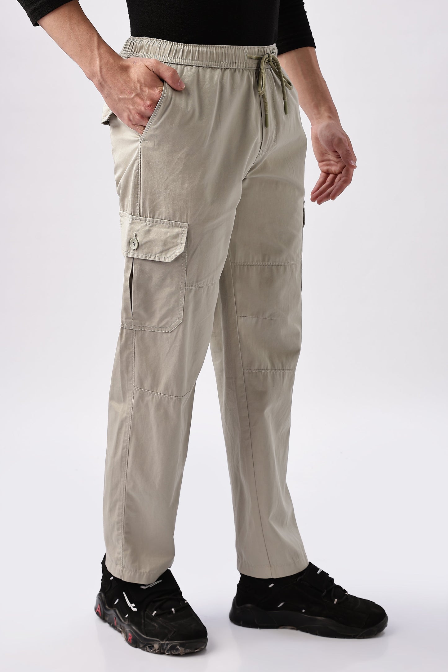Men Relaxed Fit Air Cargo-Stone