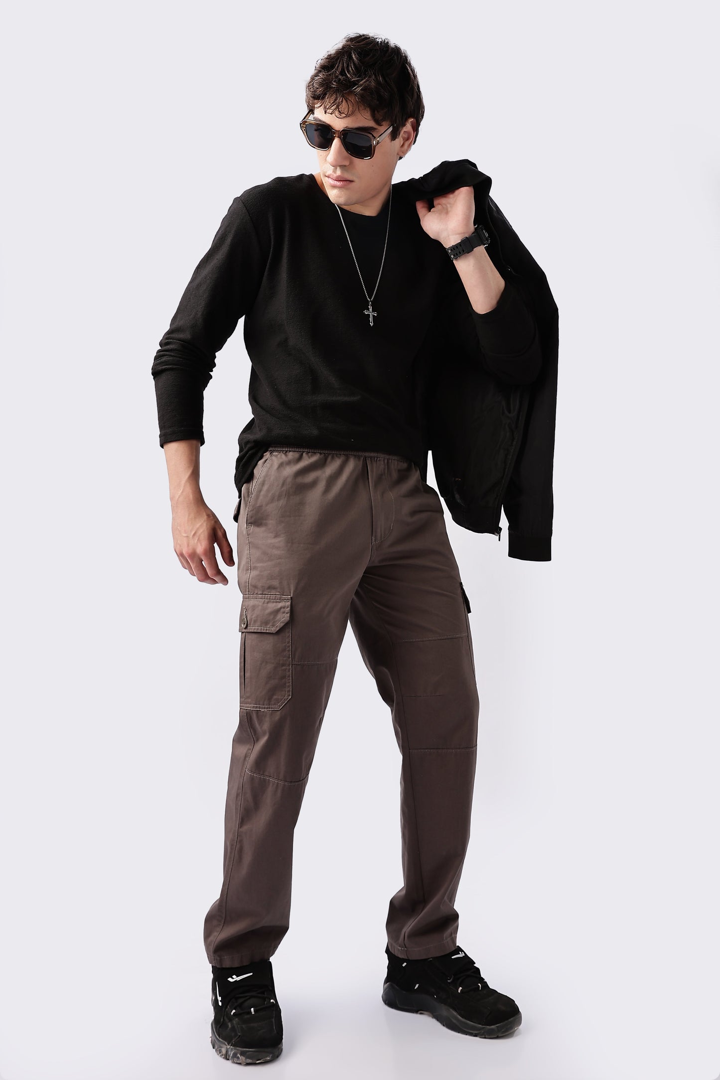 Men Relaxed Fit Air Cargo-Grey