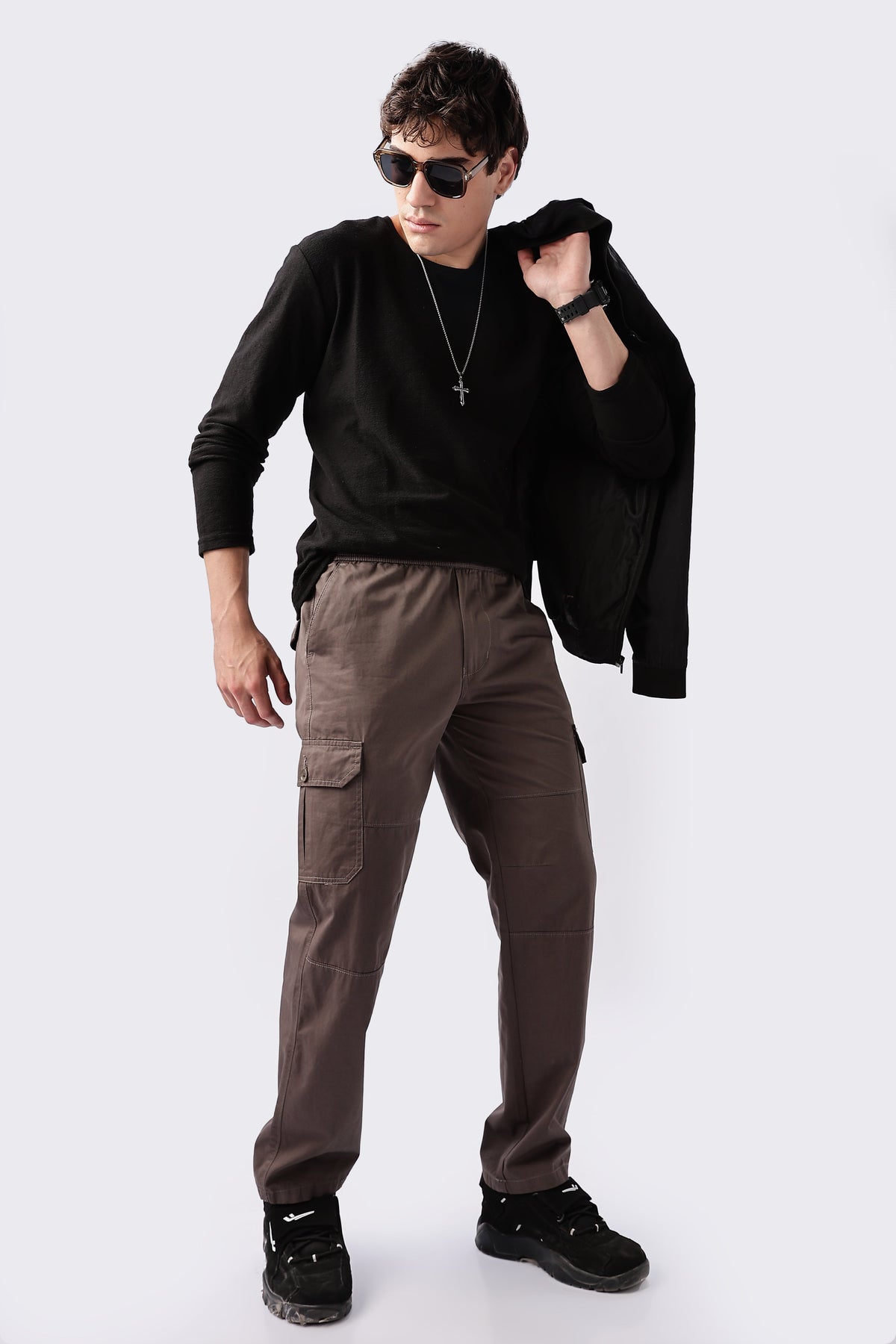 Men Relaxed Fit Air Cargo-Grey