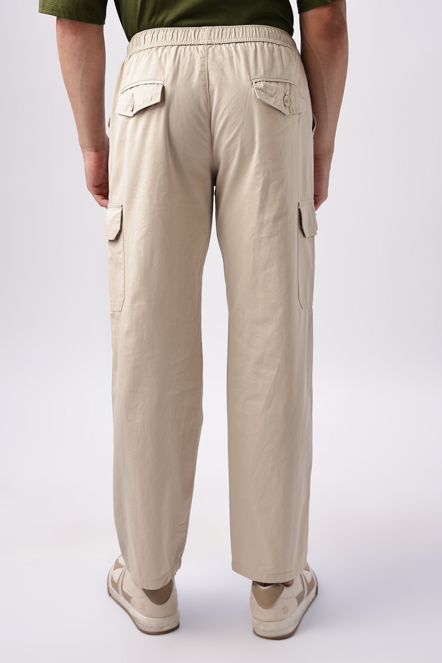 Men Relaxed Fit Air Cargo-Cream
