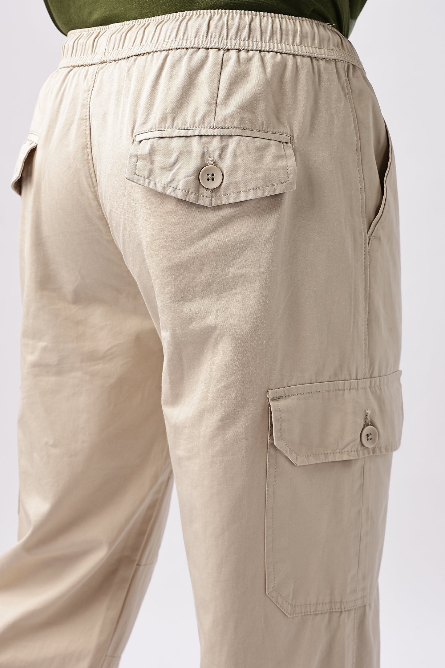 Men Relaxed Fit Air Cargo-Cream
