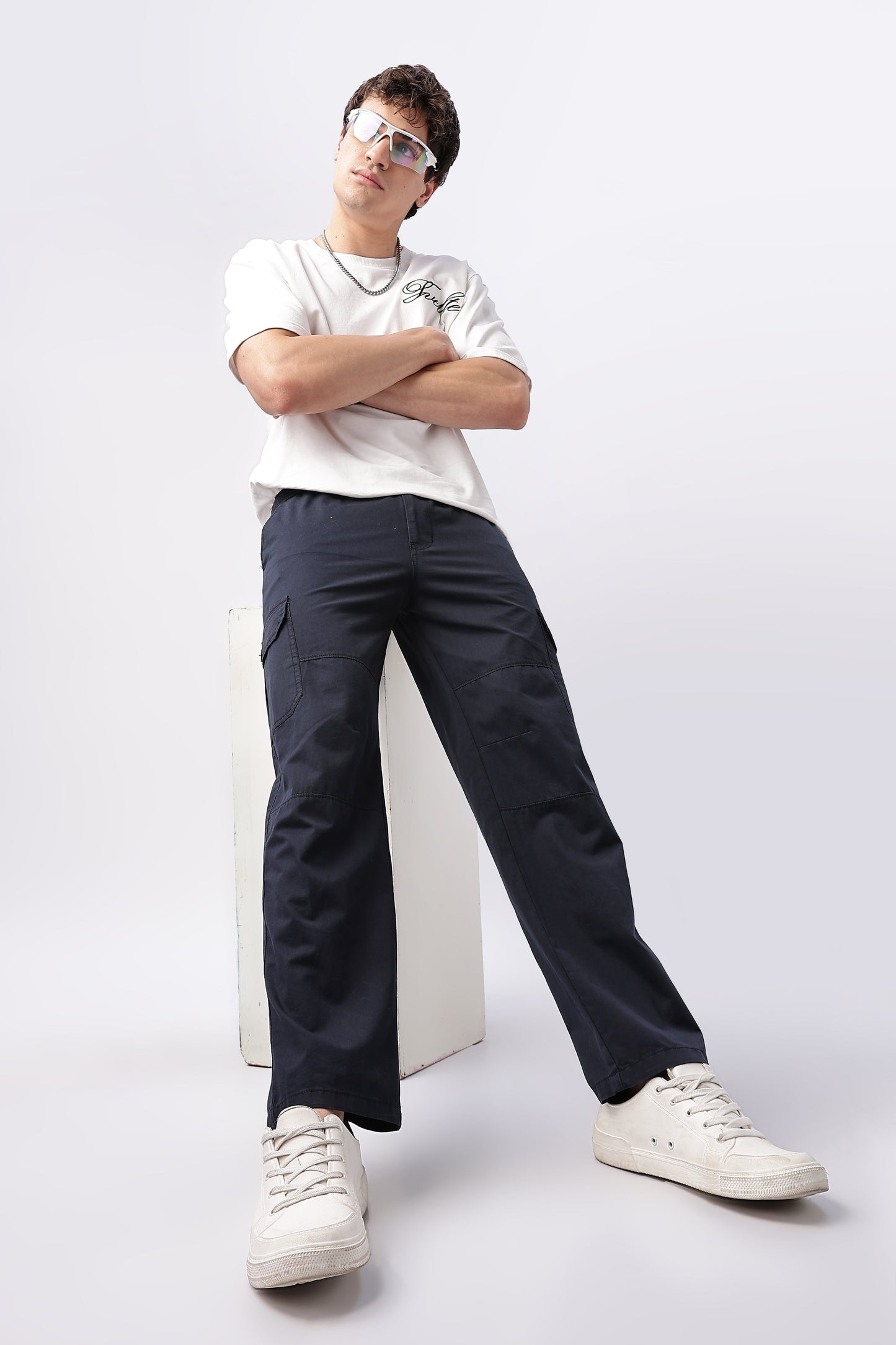 Men Relaxed Fit Air Cargo-Navy