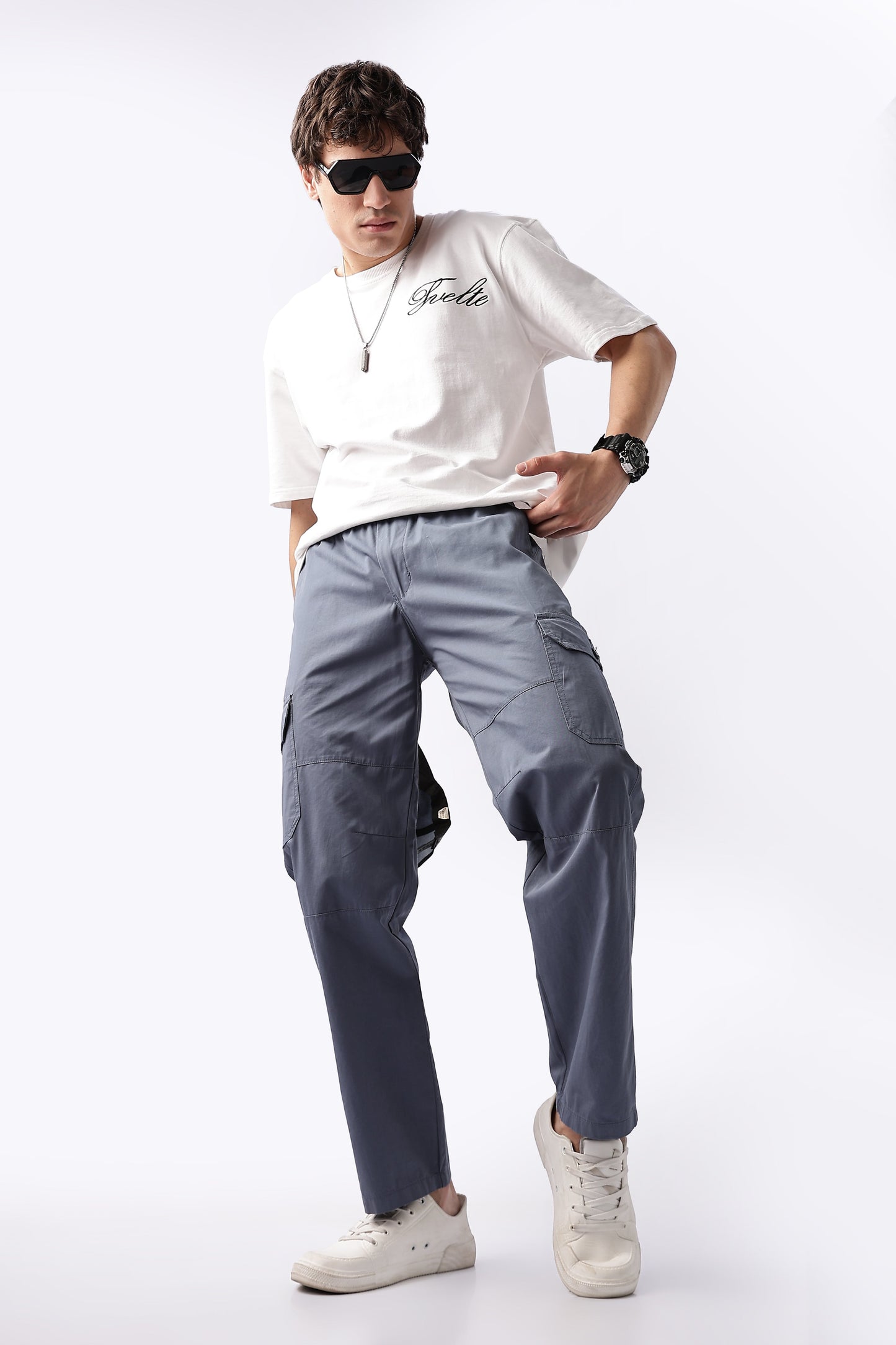 Men Relaxed Fit Air Cargo-Smoke