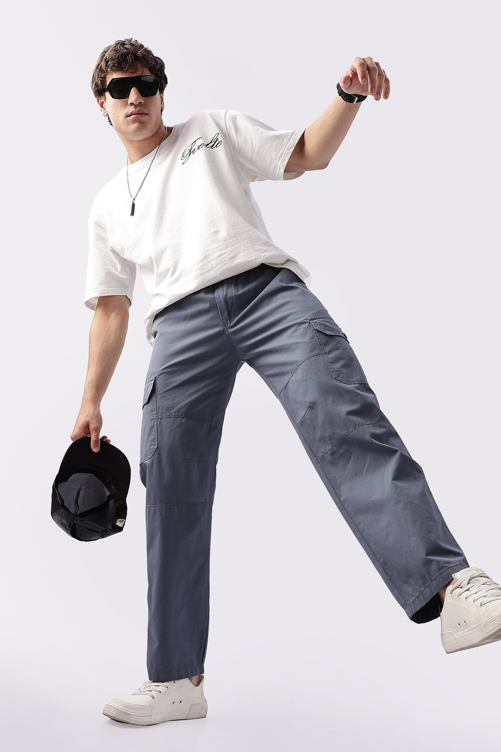 Men Relaxed Fit Air Cargo-Smoke