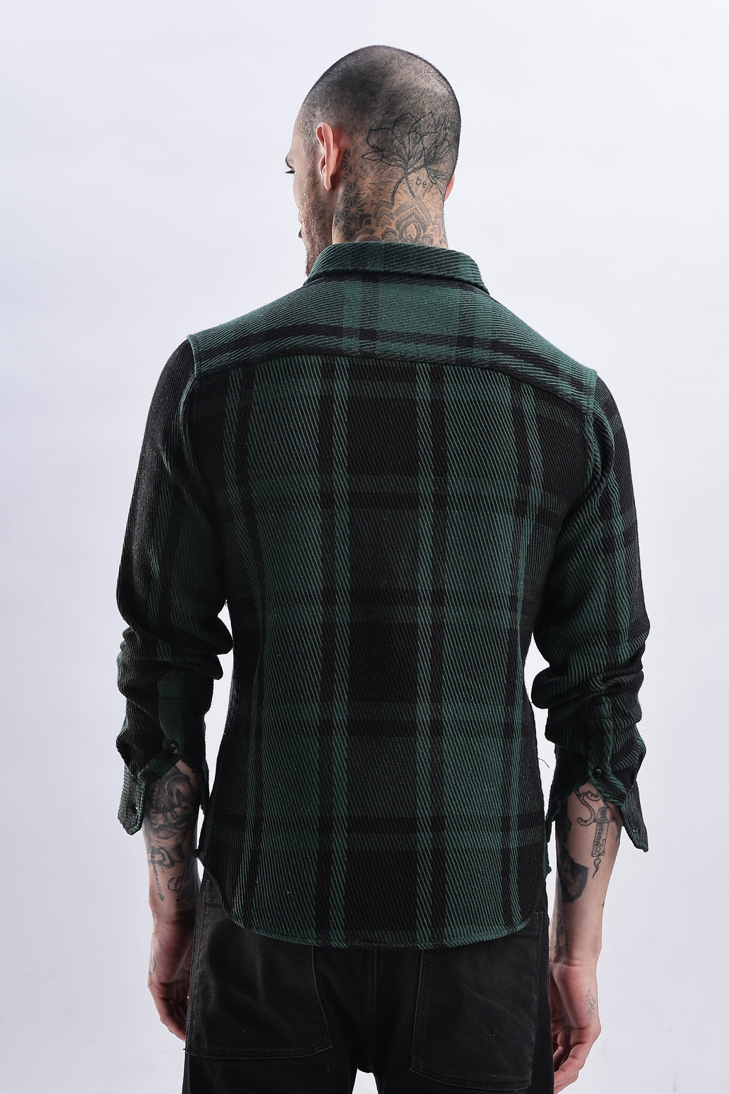 Men Flannel Shirt-Olive