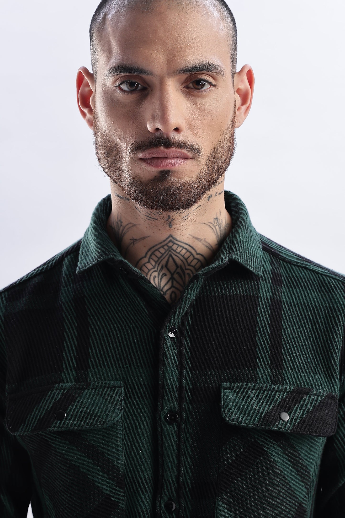Men Flannel Shirt-Olive