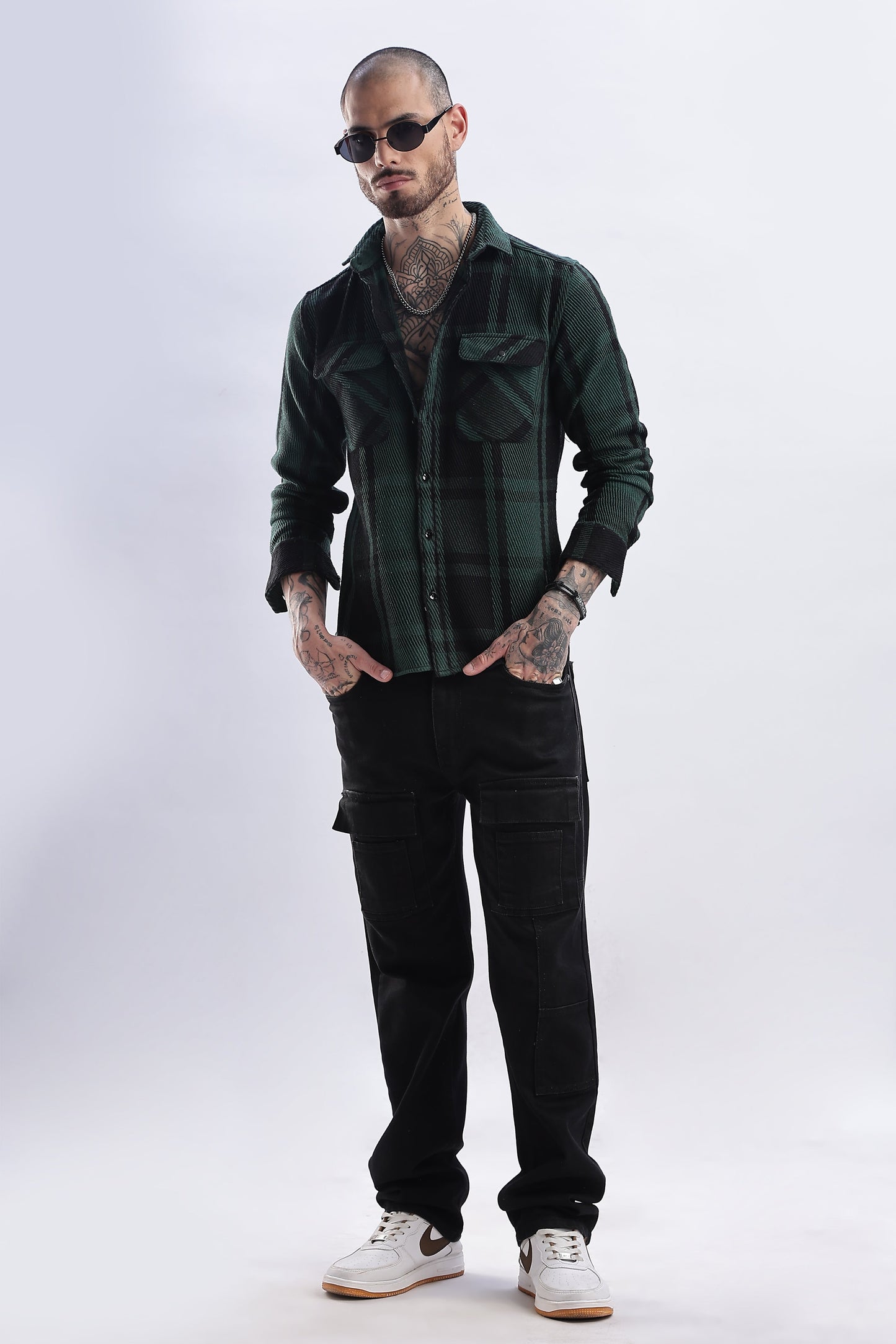 Men Flannel Shirt-Olive