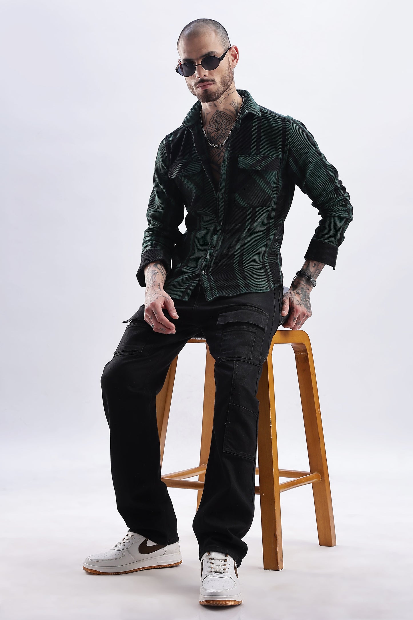 Men Flannel Shirt-Olive