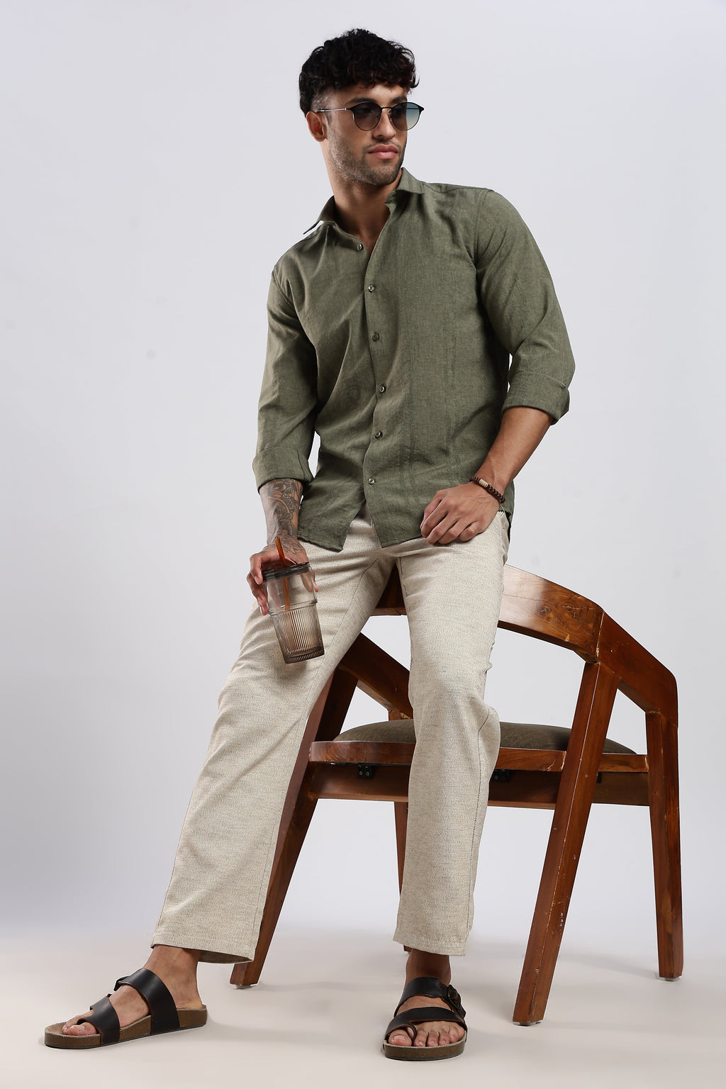 Twisted Linen Like Traveller Pant-Beige