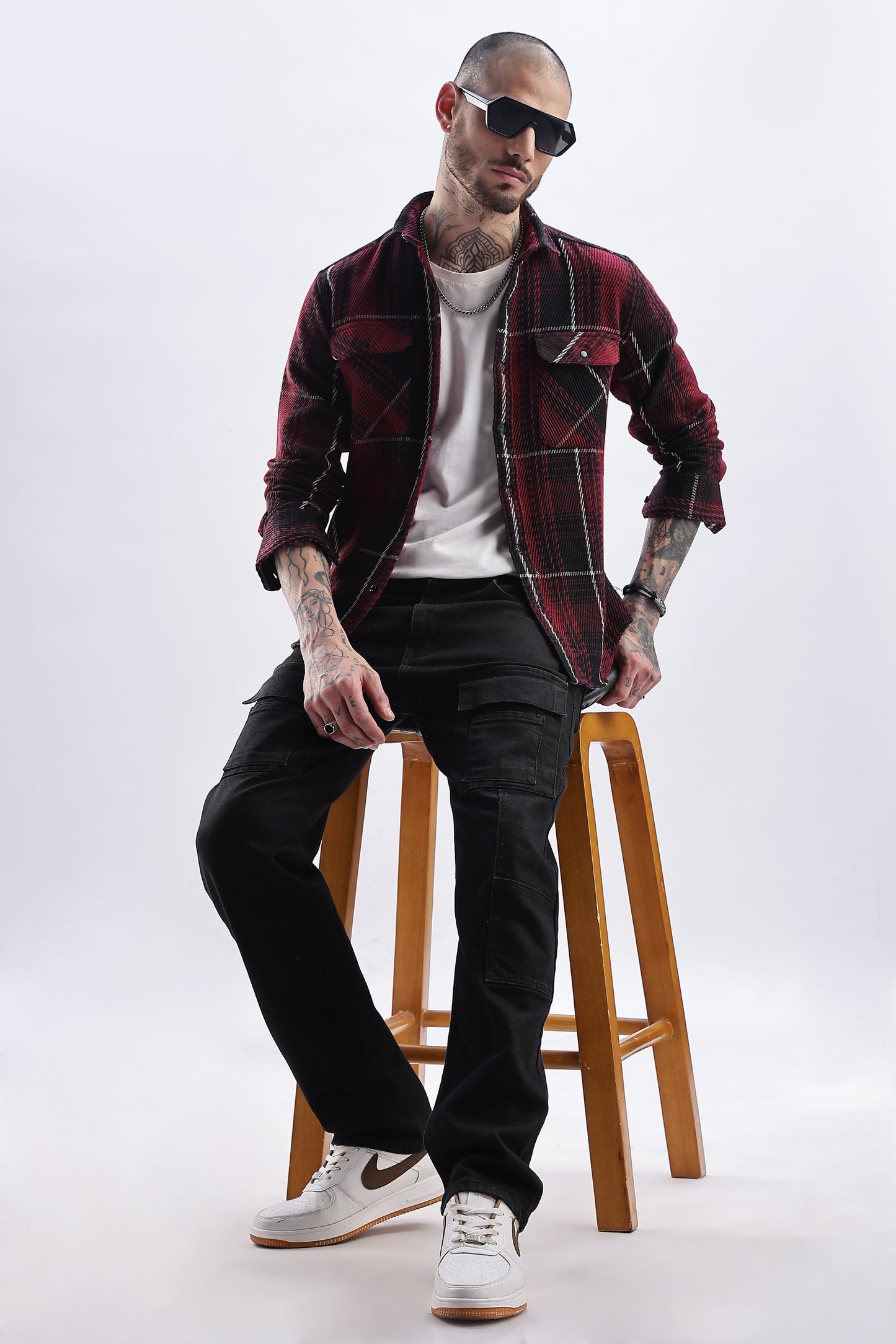Men Flannel Shirt-Red