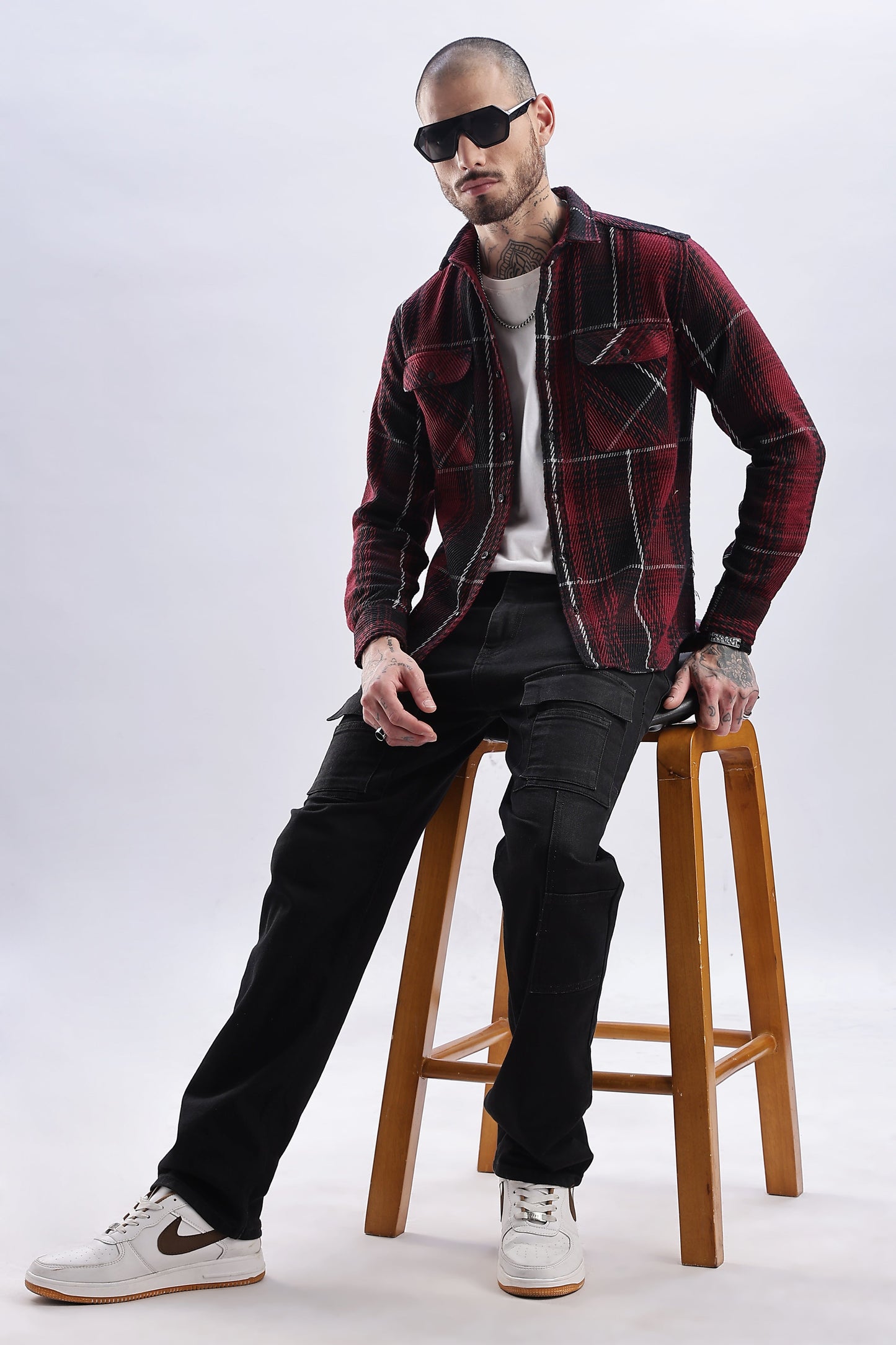 Men Flannel Shirt-Red