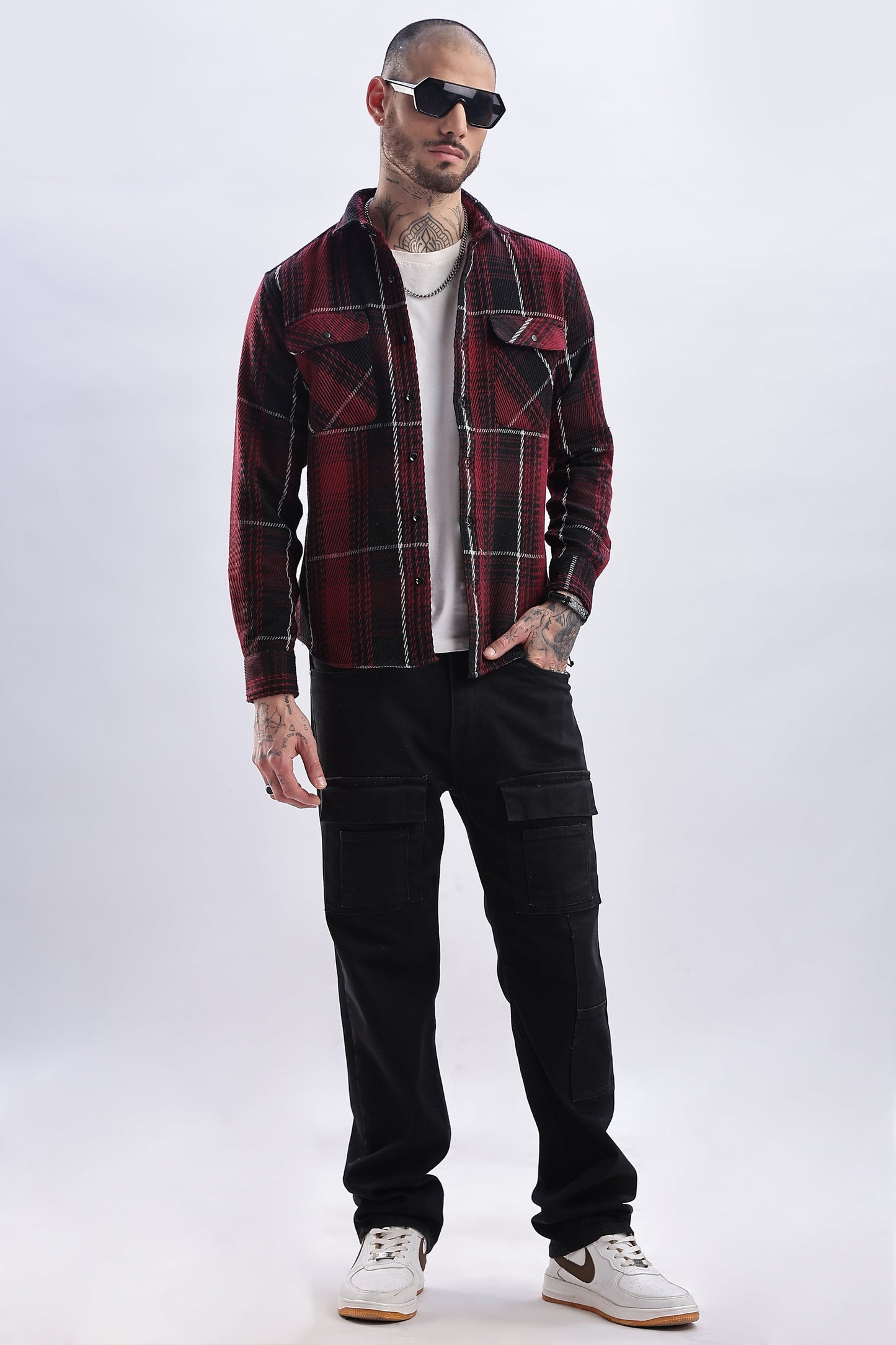 Men Flannel Shirt-Red
