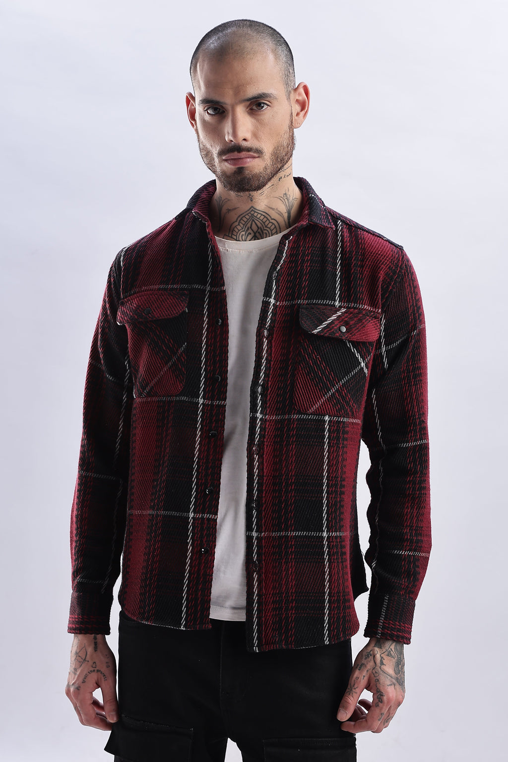 Men Flannel Shirt-Red