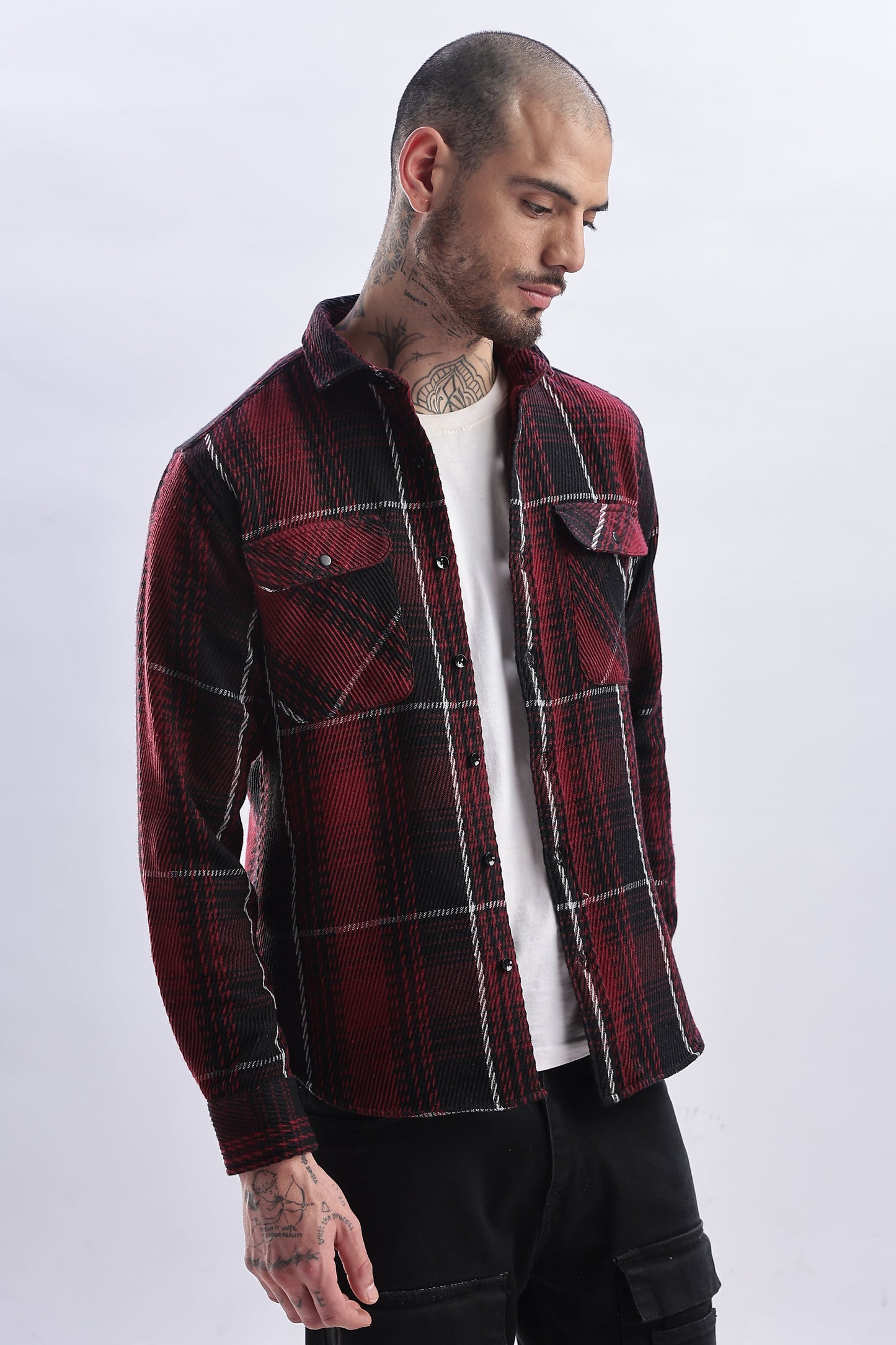 Men Flannel Shirt-Red