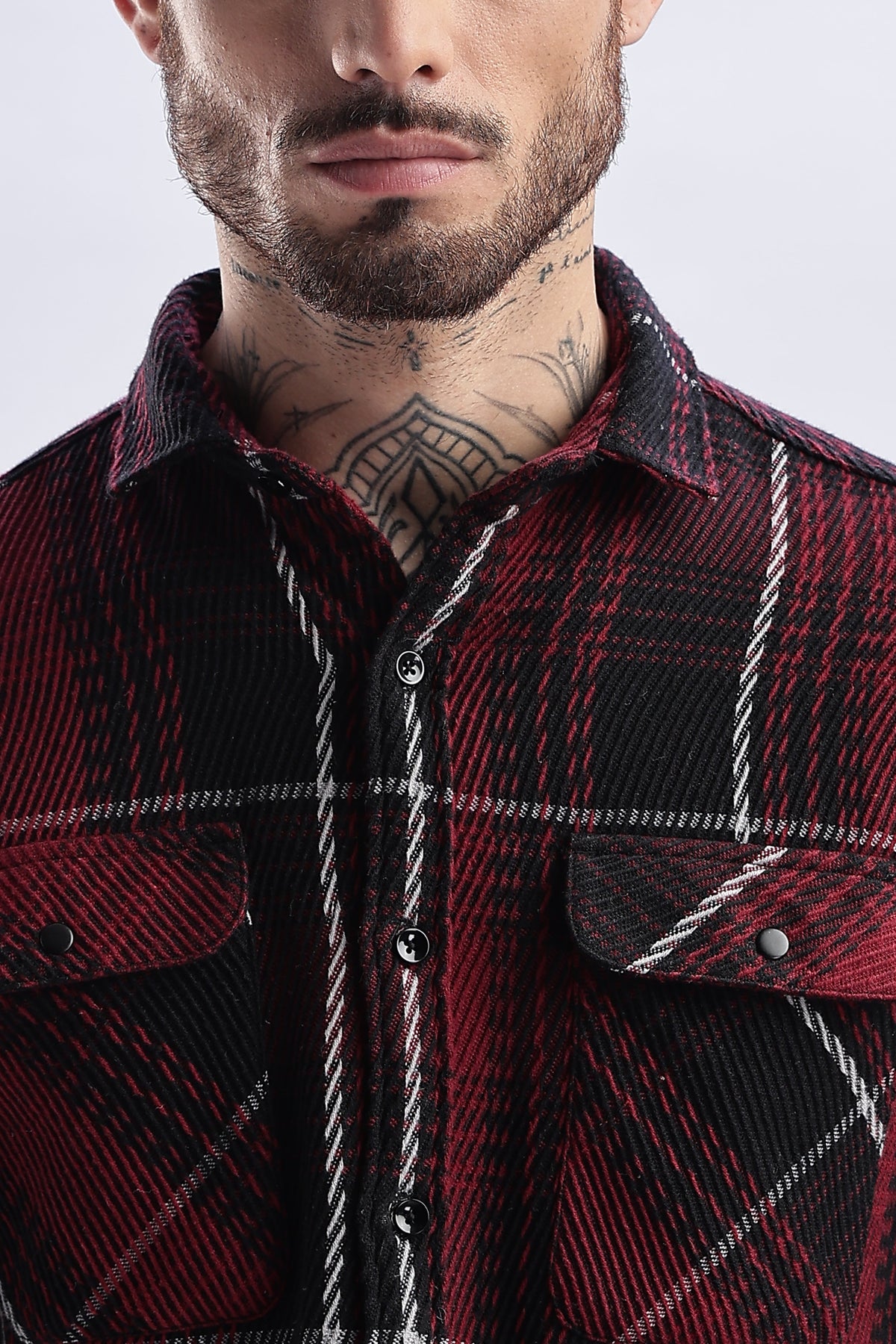 Men Flannel Shirt-Red