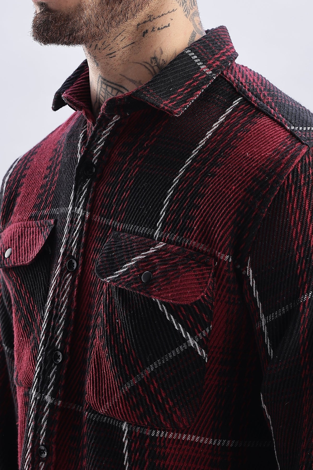 Men Flannel Shirt-Red