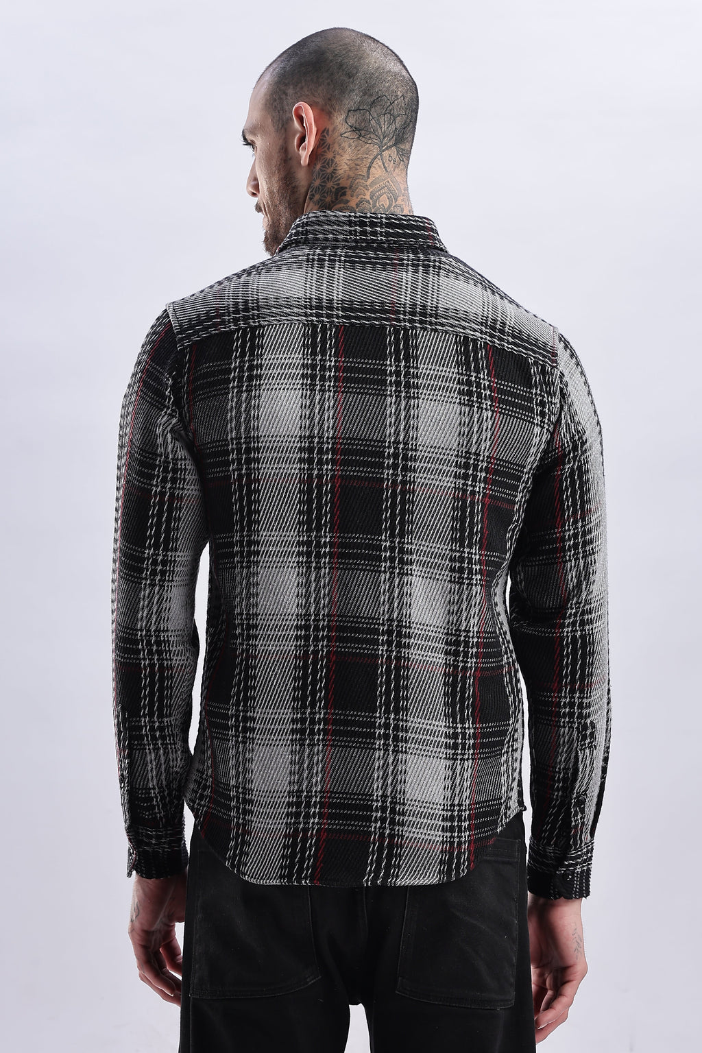 Men Flannel Shirt-Grey & Black