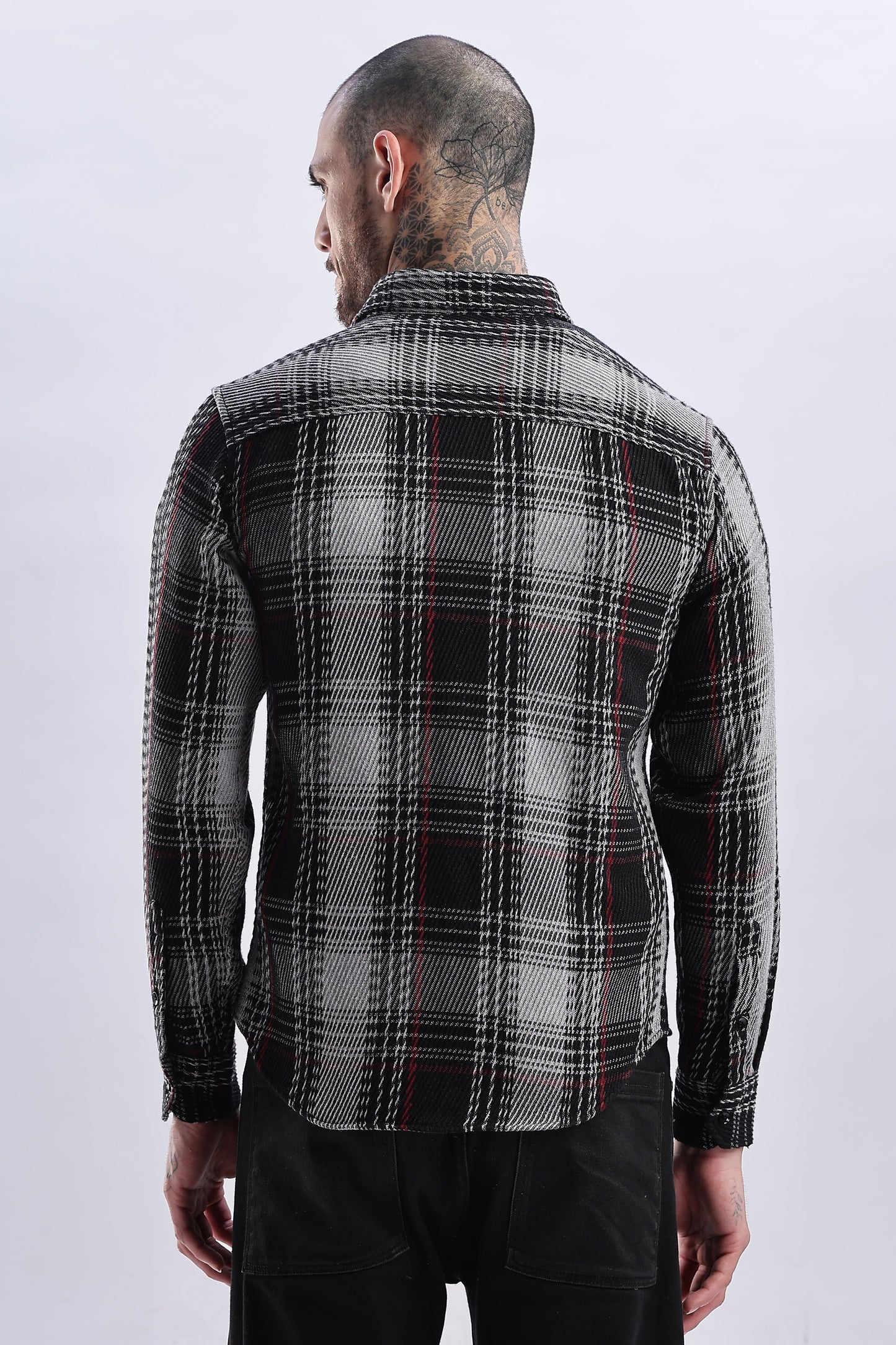 Men Flannel Shirt-Grey & Black