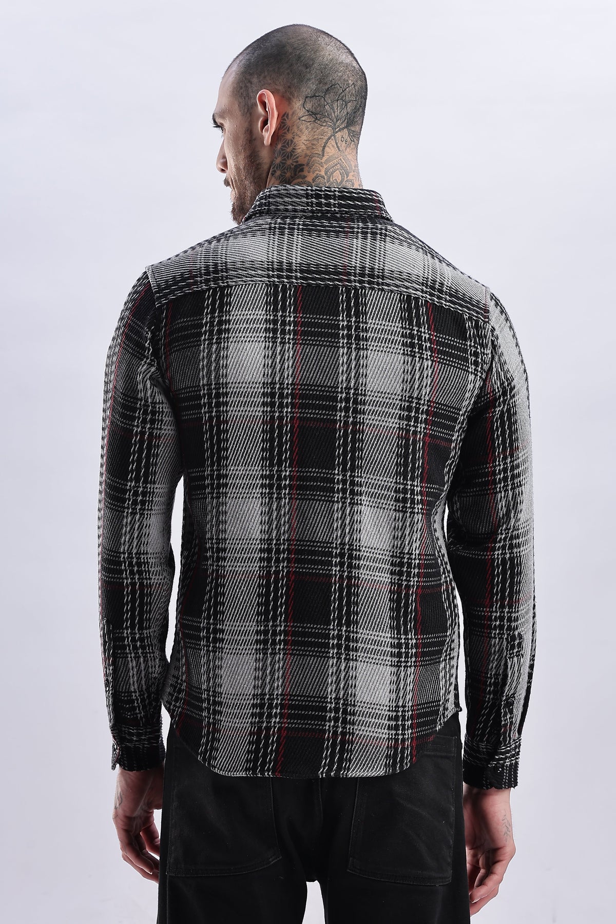 Men Flannel Shirt-Grey & Black