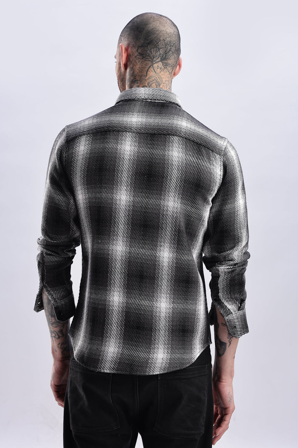 Men Flannel Shirt-Lt Grey