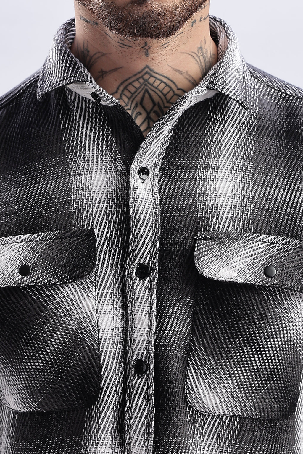 Men Flannel Shirt-Lt Grey