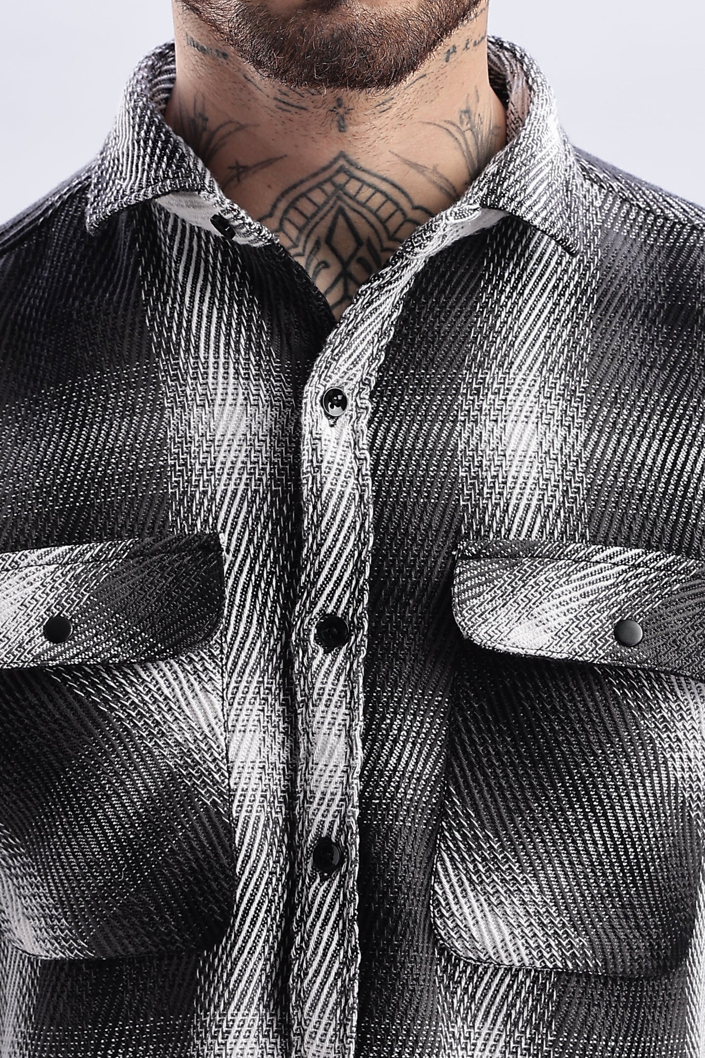 Men Flannel Shirt-Lt Grey