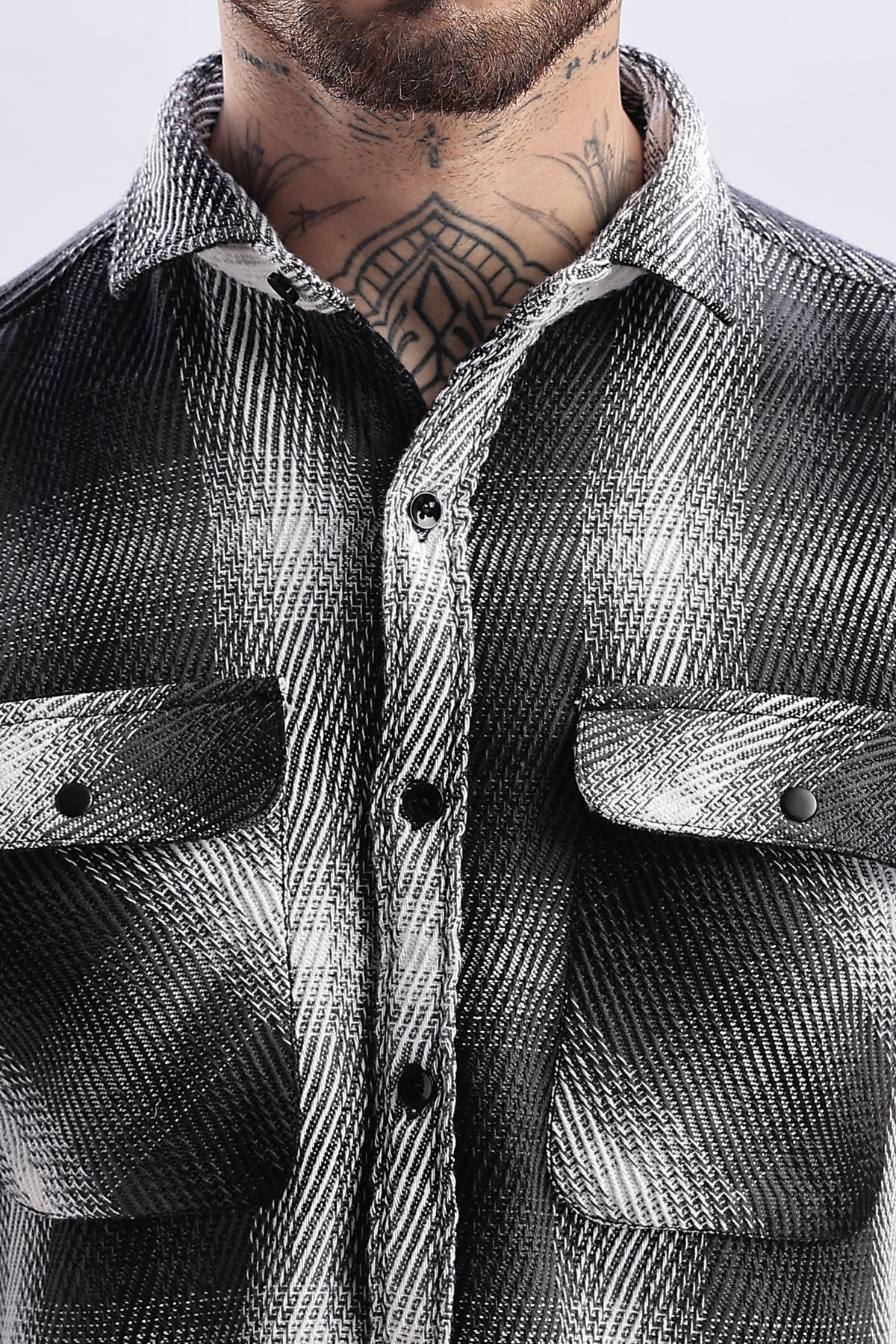 Men Flannel Shirt-Lt Grey