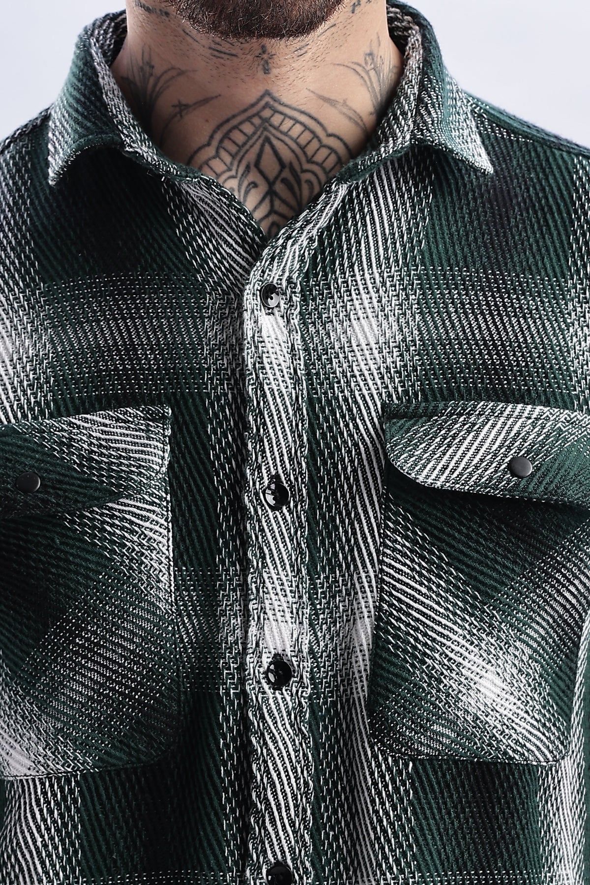 Men Flannel Shirt-Lt Olive