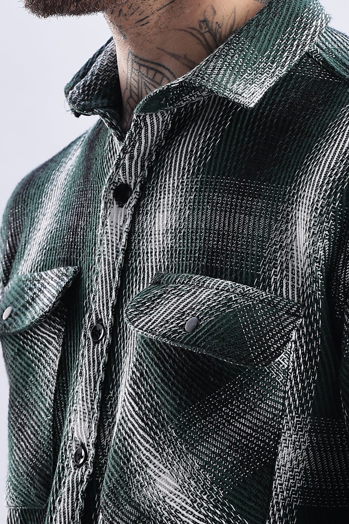 Men Flannel Shirt-Lt Olive