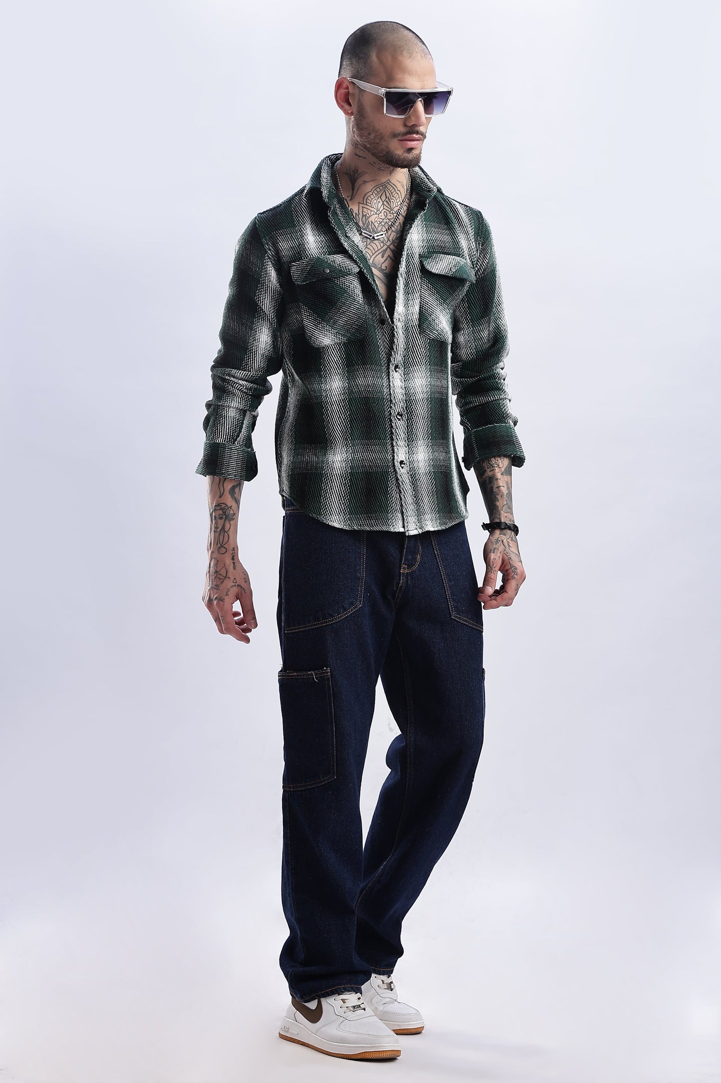 Men Flannel Shirt-Lt Olive