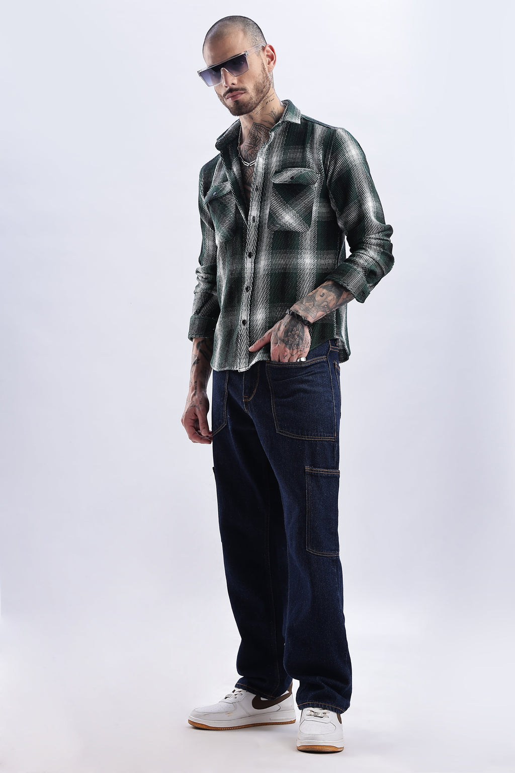 Men Flannel Shirt-Lt Olive