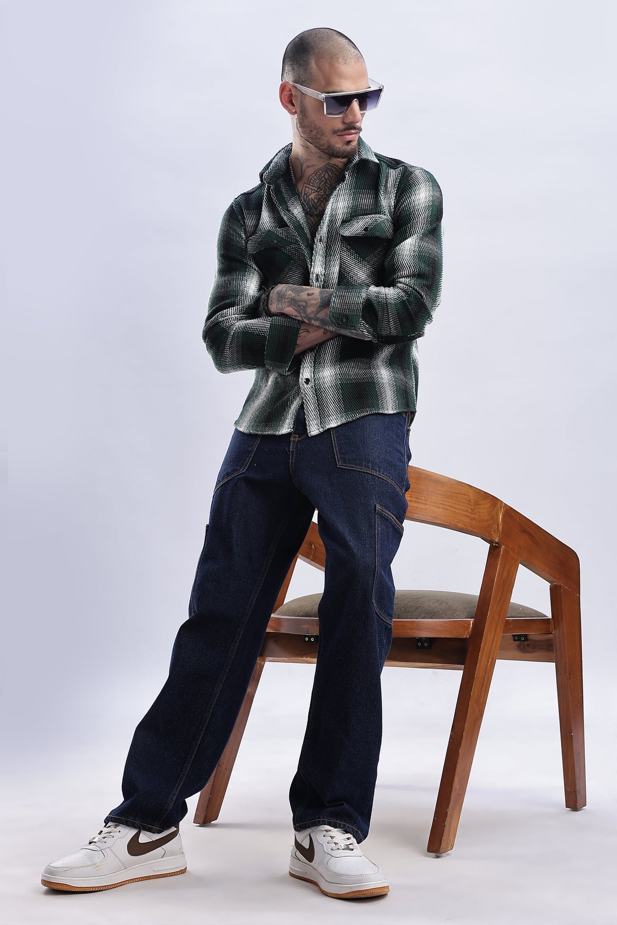 Men Flannel Shirt-Lt Olive
