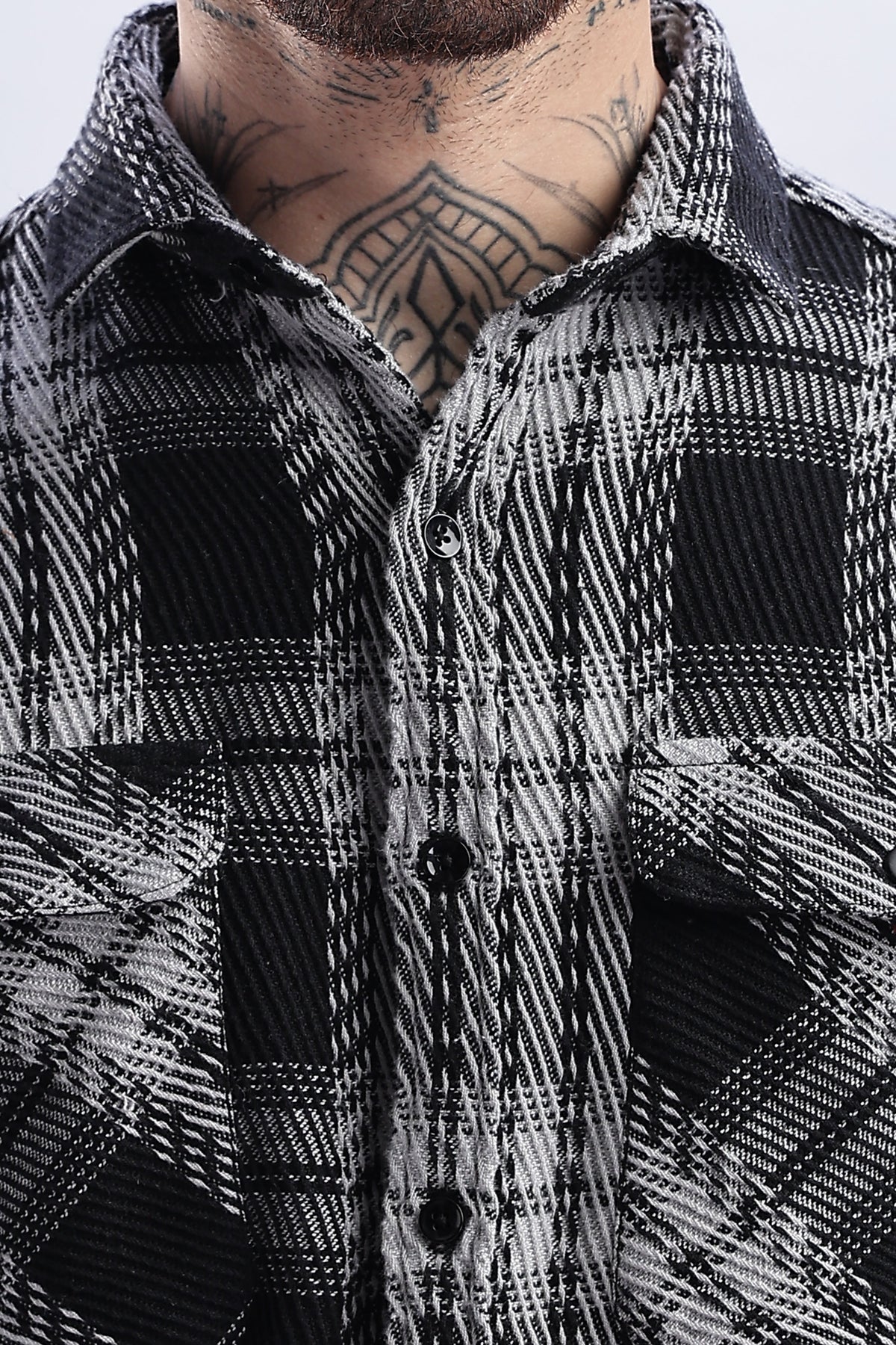 Men Flannel Shirt-Black