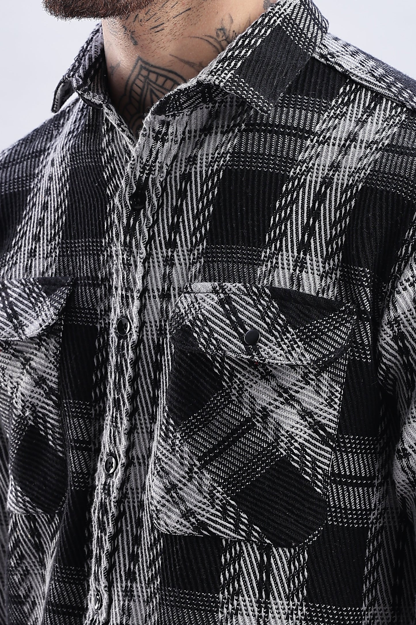 Men Flannel Shirt-Black