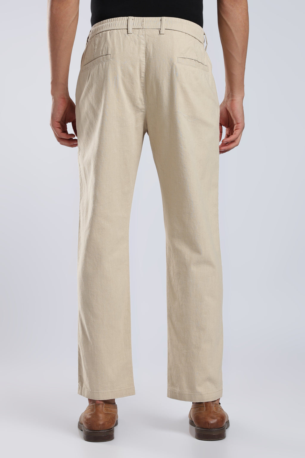 Men Linen Cotton Traveller Trousers – Cream