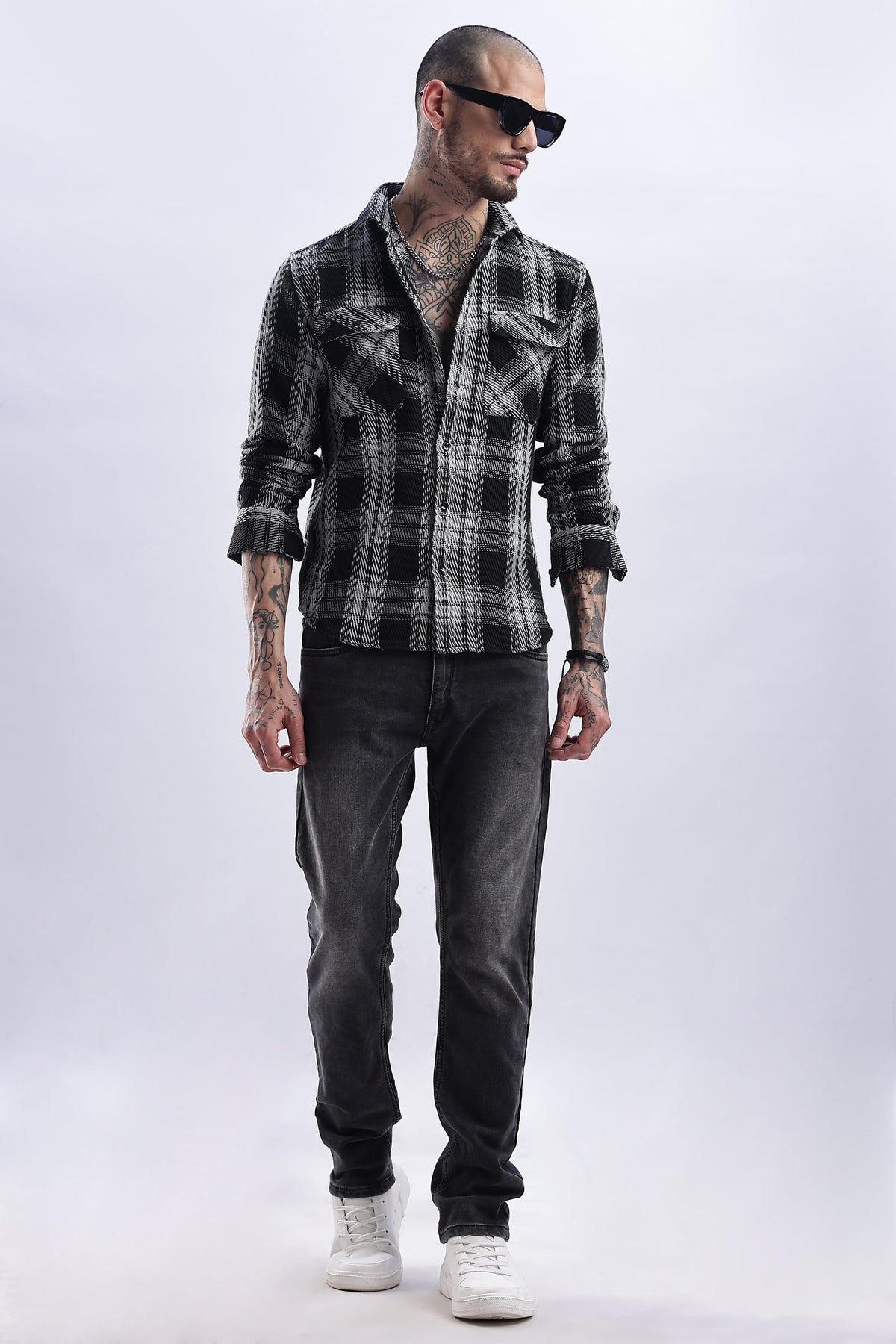 Men Flannel Shirt-Black