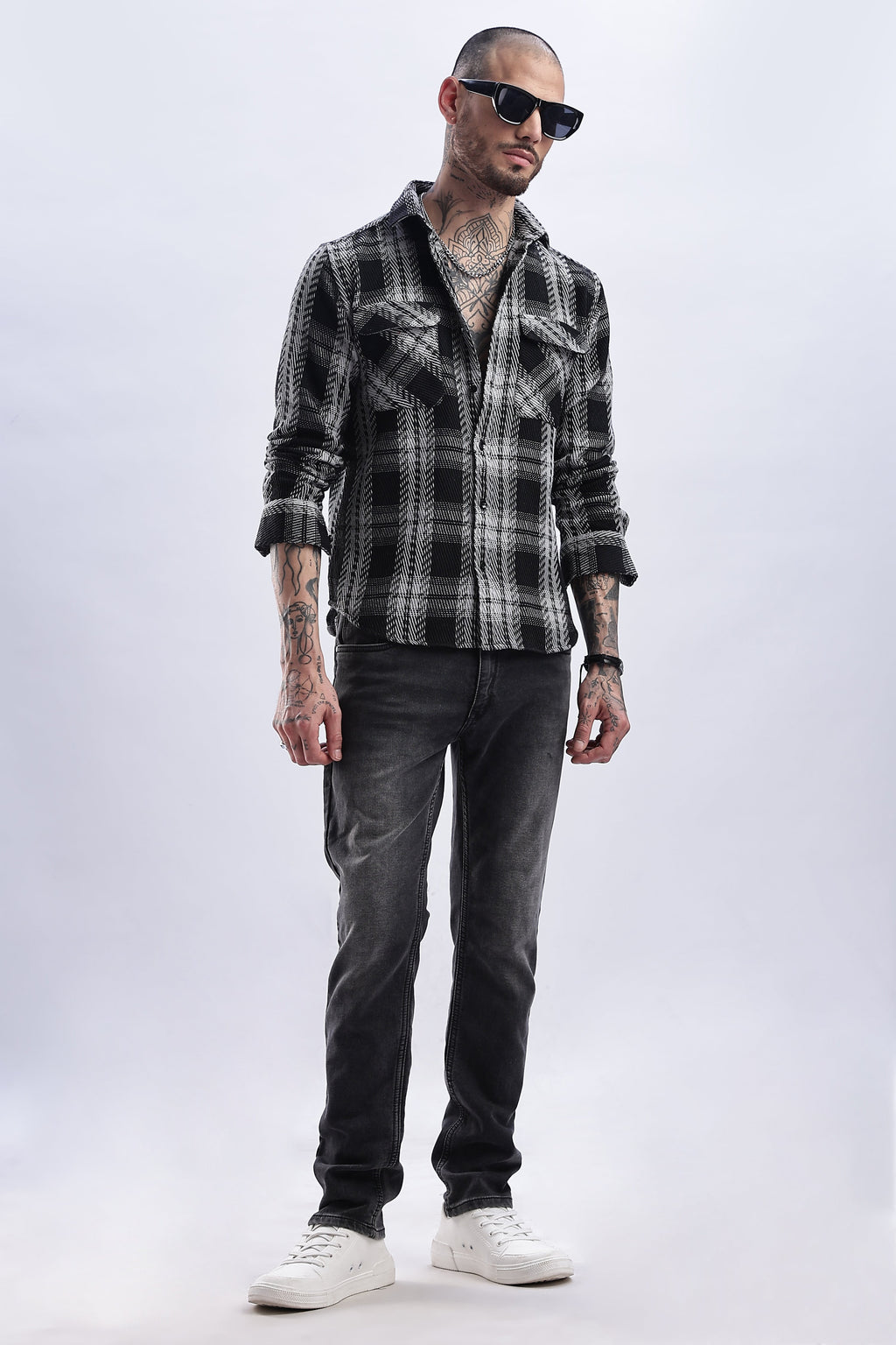 Men Flannel Shirt-Black