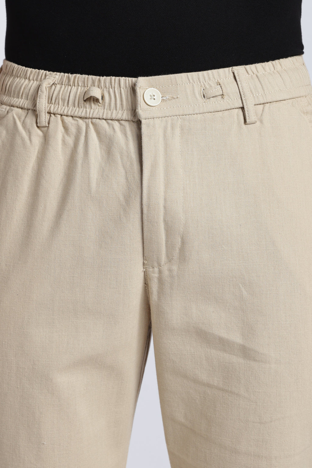 Men Linen Cotton Traveller Trousers – Cream