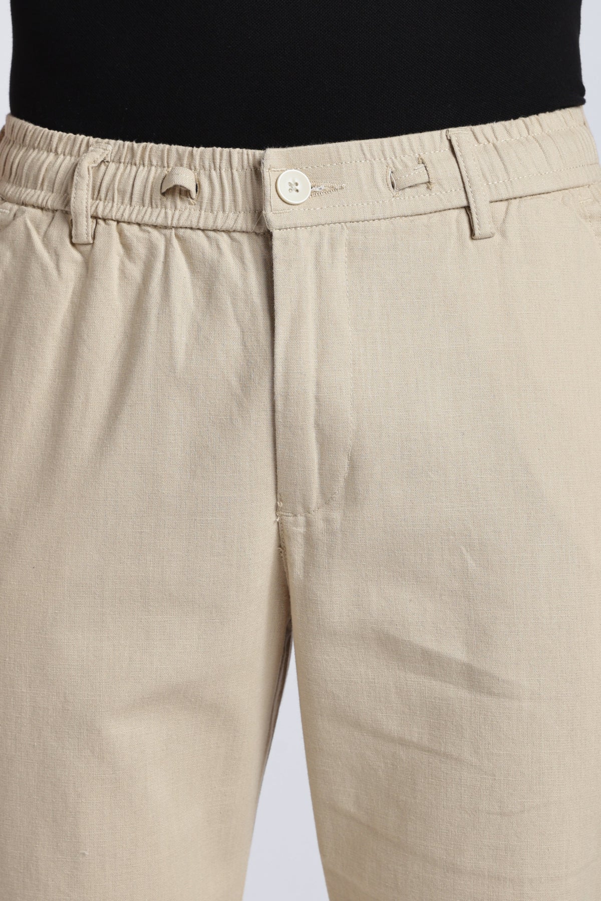 Men Linen Cotton Traveller Trousers – Cream