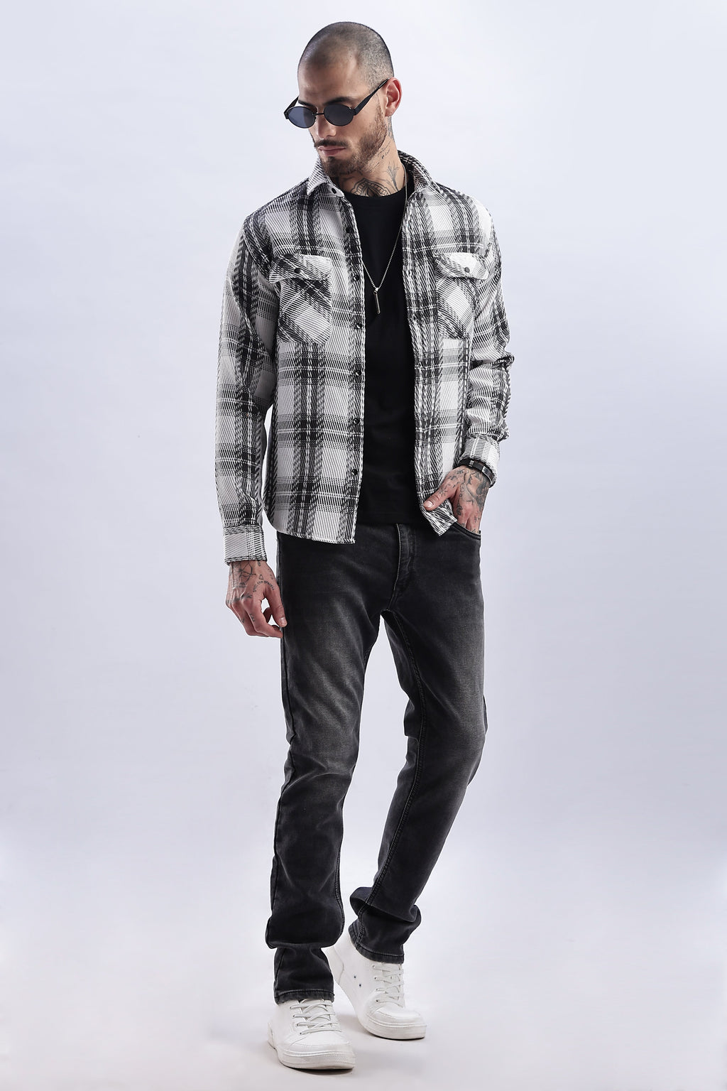 Men Flannel Shirt-Grey