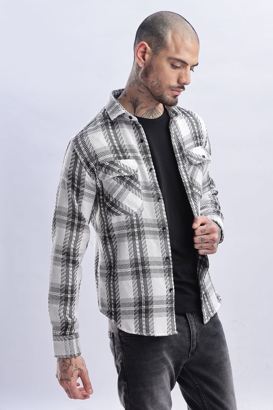Men Flannel Shirt-Grey