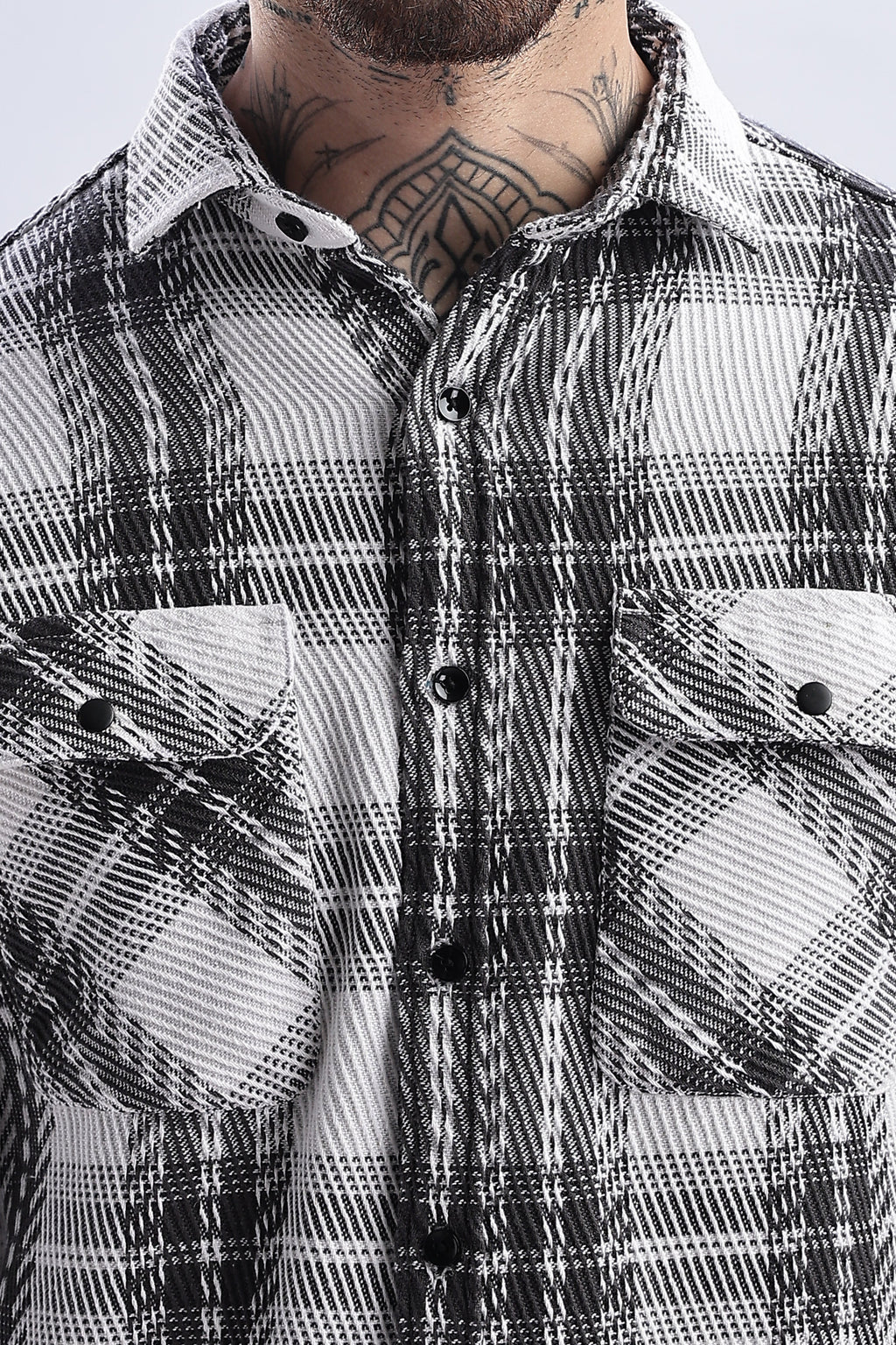 Men Flannel Shirt-Grey